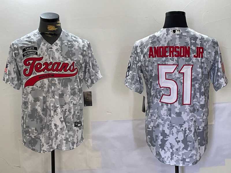 Mens Houston Texans #51 Will Anderson Jr Arctic Camo 2024 Salute to Service Stitched Baseball Jersey